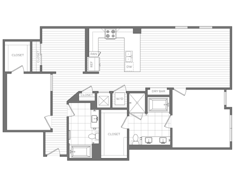 Floor plan for 2 beds, 2 baths, 1470 sqft
