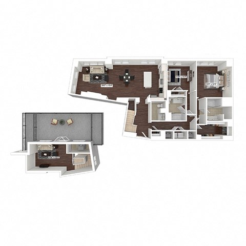 Floor plan for 2 beds, 2.5 baths, 1748 sqft