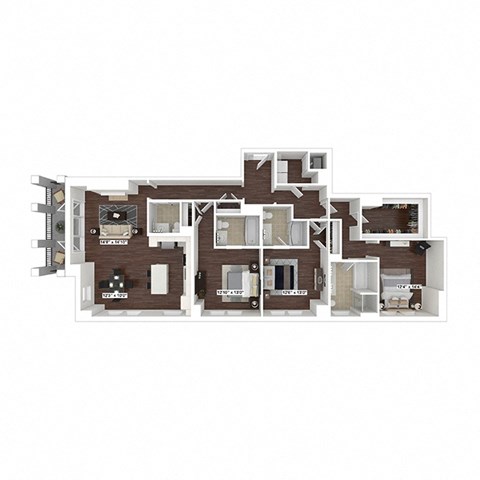 Floor plan for 3 beds, 3.5 baths, 1927 sqft