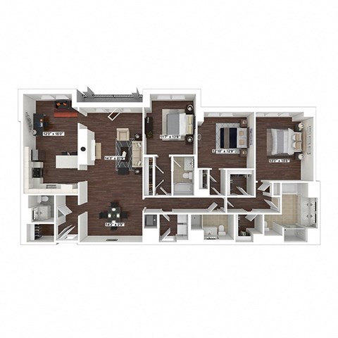 Floor plan for 3 beds, 3.5 baths, 2144 sqft