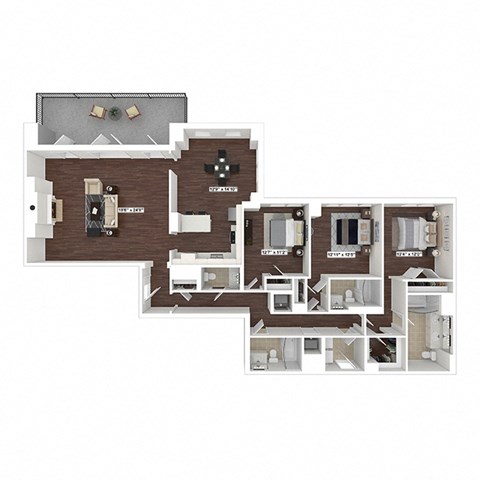 Floor plan for 3 beds, 3.5 baths, 2120 sqft