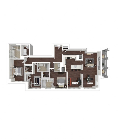 Floor plan for 3 beds, 3.5 baths, 2160 sqft