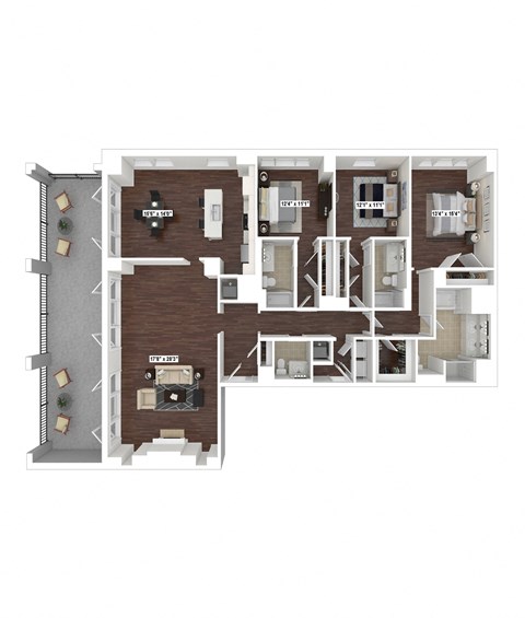 Floor plan for 3 beds, 3.5 baths, 2273 sqft