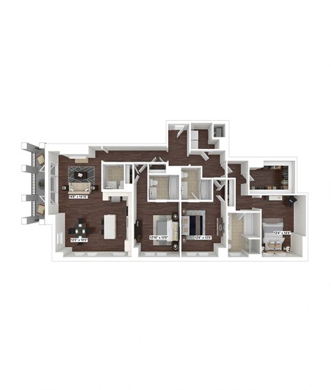 Floor plan for 3 beds, 3 baths, 1927 sqft