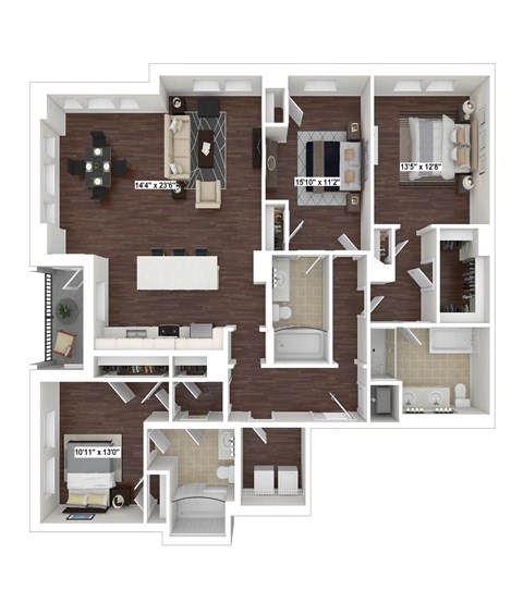 Floor plan for 3 beds, 3 baths, 1761 sqft
