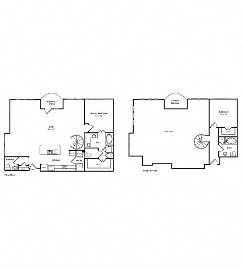 Floor plan for 2 beds, 2.5 baths, 1823 sqft
