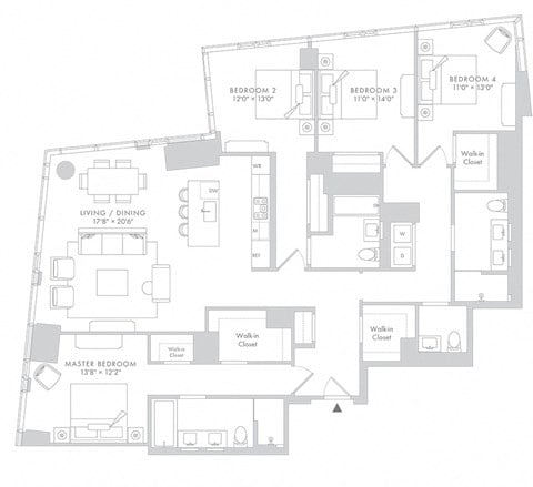Floor plan for 4 beds, 3.5 baths, 2193 sqft