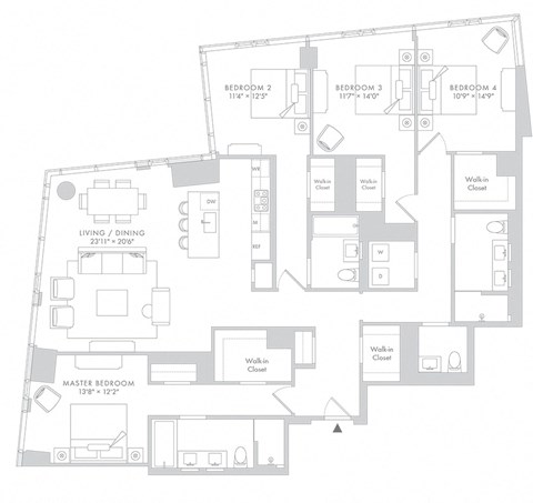 Floor plan for 4 beds, 3.5 baths, 2259 sqft