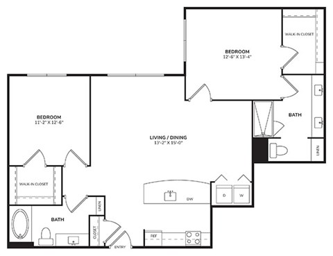 Floor plan for studio, 1 bath, 361 sqft