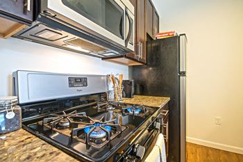 Electric range in kitchen