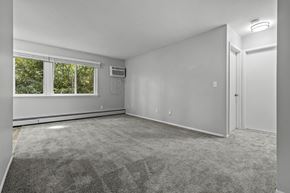 Ypsilanti apartment for rent - A spacious room with a carpeted floor and a window with blinds.