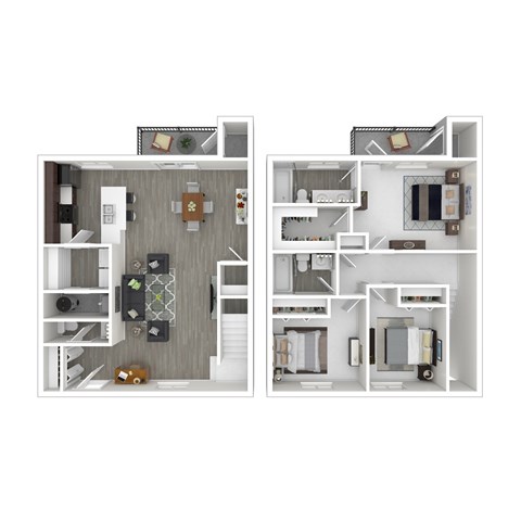 Floor plan for 3 beds, 2.5 baths, 1600 sqft