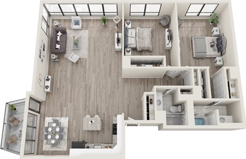 Floor plan for 2 beds, 2 baths, 1475 sqft