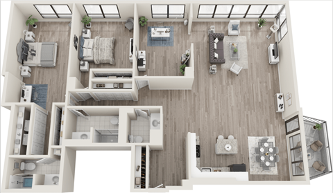 Floor plan for 2 beds, 2 baths, 1600 sqft