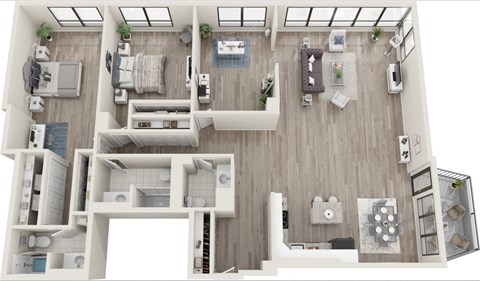 Floor plan for 2 beds, 2 baths, 2000 sqft