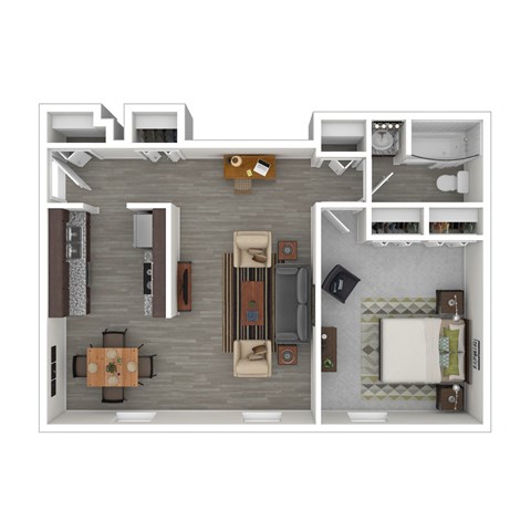 Floor plan for 1 bed, 1 bath, 900 sqft