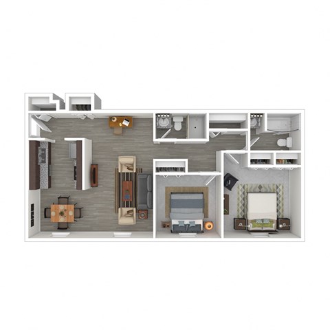 Floor plan for 2 beds, 2 baths, 1200 sqft