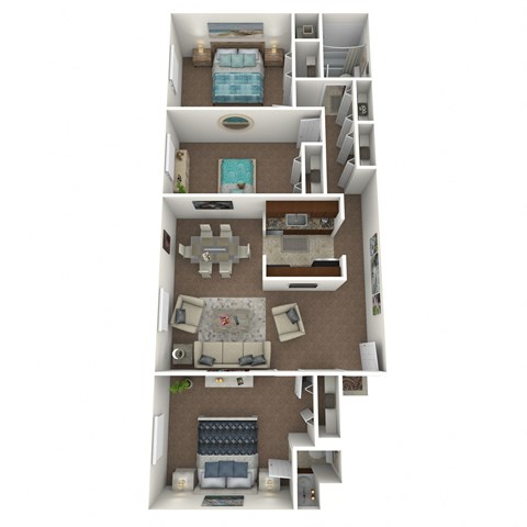 Floor plan for 3 beds, 1.5 baths, 1068 sqft