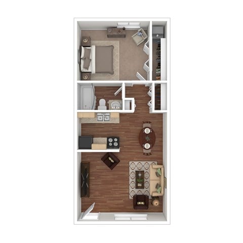 Floor plan for 1 bed, 1 bath, 800 sqft