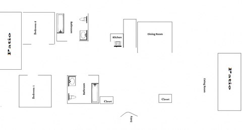 Floor plan for 2 beds, 2 baths, 1060 sqft