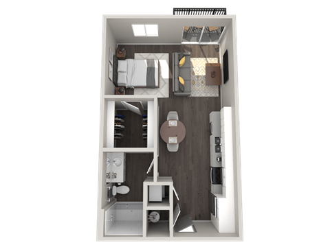 Floor plan for studio, 1 bath, 549 sqft