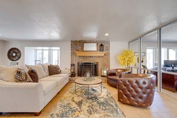 West Des Moines apartment for rent - a living room with couches and a fireplace