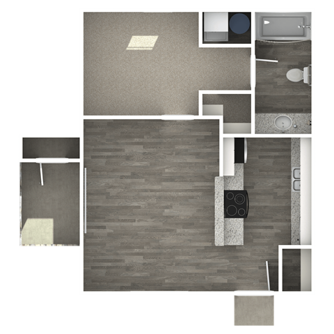 Floor plan for 1 bed, 1 bath, 429 sqft