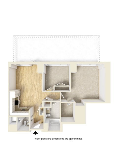 Floor plan for 2 beds, 2 baths, 924 sqft