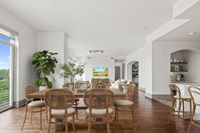 Charlotte apartment for rent - a dining room with a wooden table and chairs
