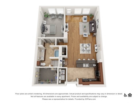 Floor plan for 1 bed, 1 bath, 1144 sqft