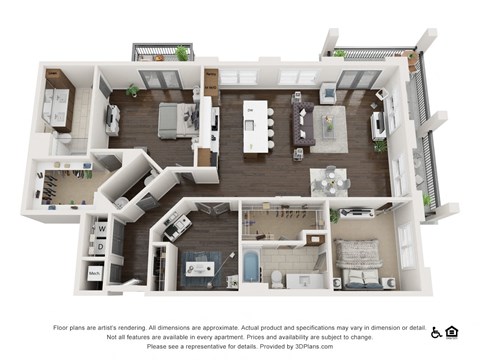 Floor plan for 2 beds, 2 baths, 1674 sqft