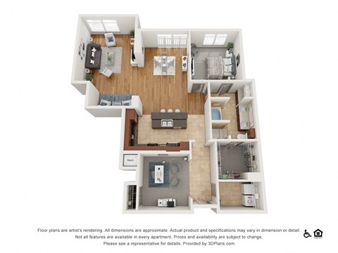 Floor plan for 1 bed, 1 bath, 1556 sqft