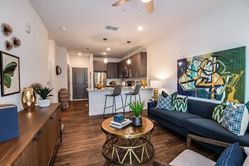 Wood-plank style flooring throughout main living areas
