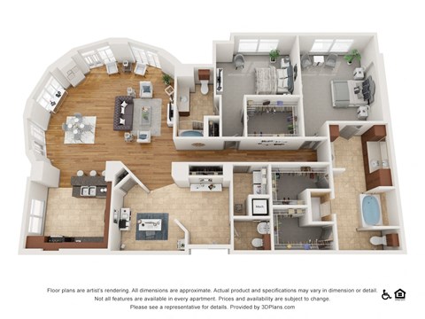 Floor plan for 2 beds, 2.5 baths, 2450 sqft