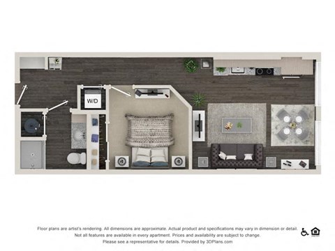 Floor plan for studio, 1 bath, 656 sqft