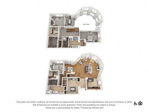 Floor plan for 3 beds, 3.5 baths, 3057 sqft
