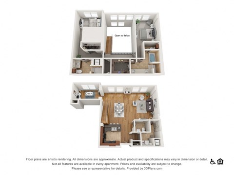 Floor plan for 2 beds, 2.5 baths, 2214 sqft
