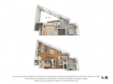 Floor plan for 2 beds, 2.5 baths, 2419 sqft