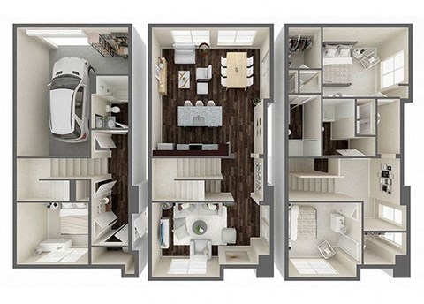 Floor plan for 3 beds, 3 baths, 2160 sqft