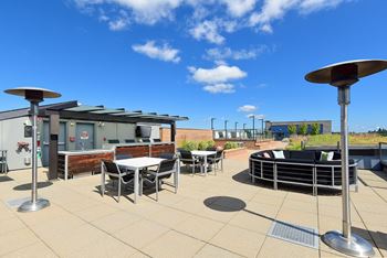 Outdoor kitchen and casual seating