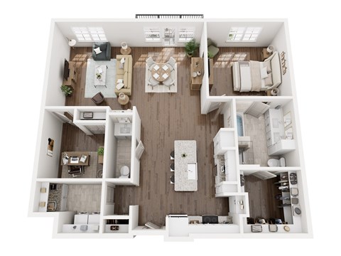 Floor plan for 1 bed, 1.5 baths, 1450 sqft