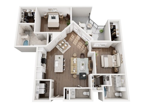 Floor plan for 2 beds, 2.5 baths, 1468 sqft