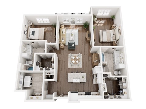 Floor plan for 2 beds, 2 baths, 1520 sqft
