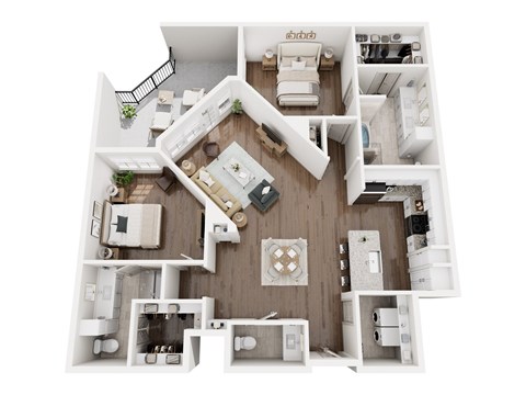 Floor plan for 2 beds, 2.5 baths, 1480 sqft