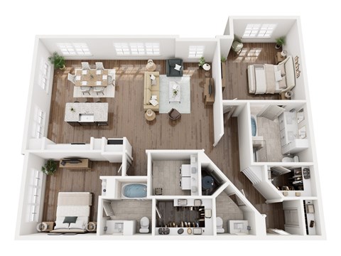 Floor plan for 2 beds, 2.5 baths, 1719 sqft