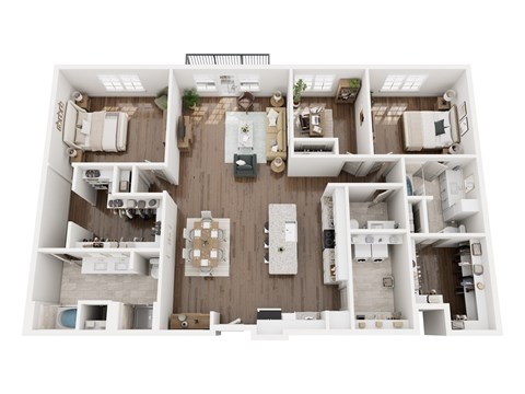 Floor plan for 2 beds, 2.5 baths, 1960 sqft