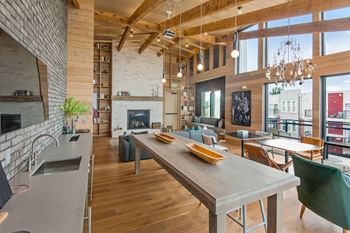 Attic lounge with city view