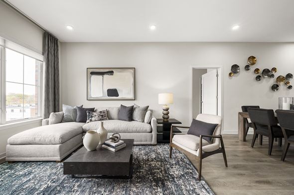 Chatham apartment for rent - a living room with a couch and a table at The Ivy, Chatham, NJ 07928