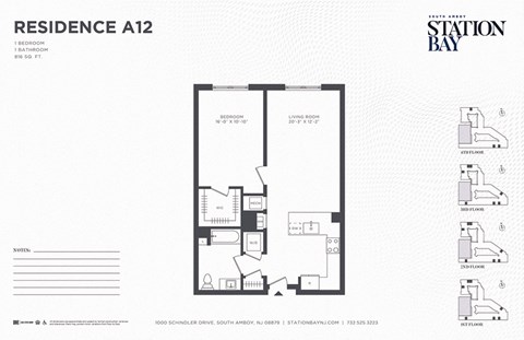 Floor plan for 1 bed, 1 bath, 816 sqft