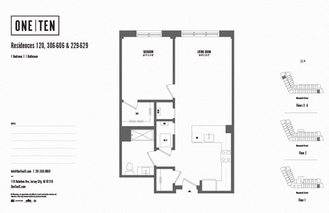 Floor plan for 1 bed, 1 bath, 811 sqft